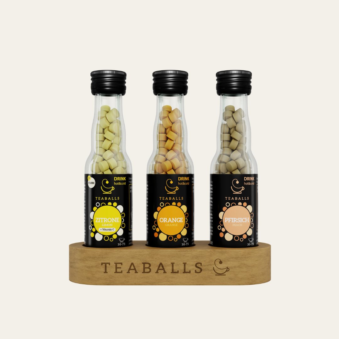 TEABALLS Eistee & Limonade Bundle mit Holzaufsteller
