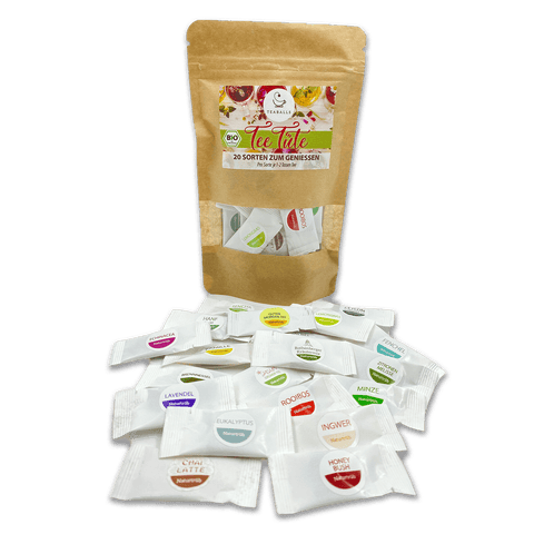 TEABALLS – BIO Teetüte | Probiertüte Naturtrüb | 20 Sorten zum Geniessen | 20-40 Tassen Tee - TEABALLS OFFICIAL | TEABALLS Schweiz | Tee ohne Beutel 
