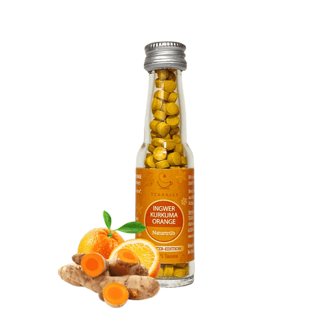 TEABALLS – Ingwer Kurkuma Orange | Naturtrüb | 30-75 Tassen - TEABALLS OFFICIAL | TEABALLS Schweiz | Tee ohne Beutel 